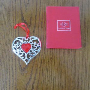 NWT NIB Lenox Bejeweled Silverplate Heart Ornament